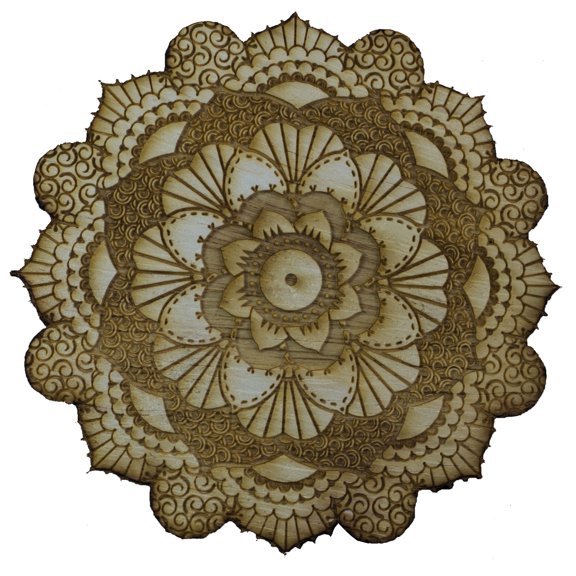 Henna Flower Raw Wood Coaster/Disc qty 1
