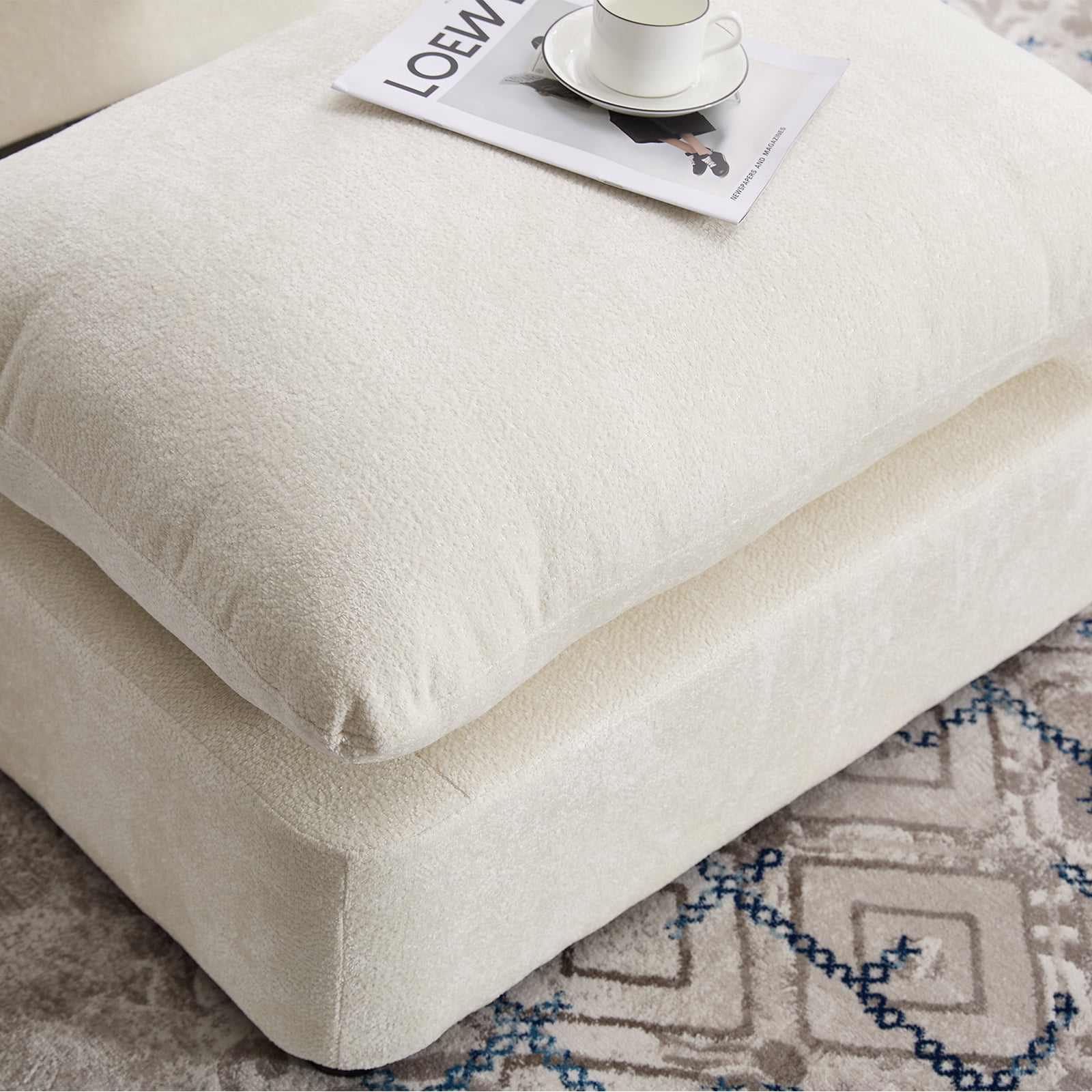 44.6" W Oversized Swivel Armchair with Ottoman,37.8" Large Seat Width Accent Chair with 3 Pillows