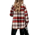 thumbnail image 3 of Womens Casual Plaid Coat Wool Blend Button Down Long Sleeve Shirt Jacket Shackets Black White Grid Spring Fall Winter Coat, 3 of 5