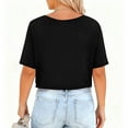 thumbnail image 3 of Plus Size Tops for Women Trendy Keyhole Crewneck Shirts Basic Solid Short Sleeve Casual Summer Holiday Clothing, 3 of 7