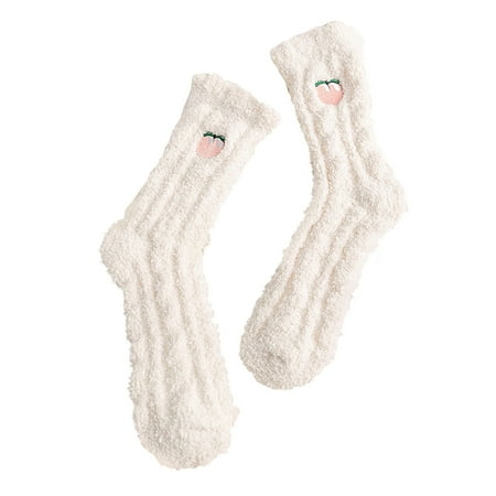 

Zlekejiko Women Winter Warm Ladies Floor Slouchy Socks Peach Women Fruit Socks