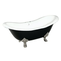 Aqua Eden VBT7D7231NC8 72-Inch Cast Iron Oval Double Slipper Clawfoot Tub (7-Inch Faucet Drillings) in Black/White/Brushed Nickel
