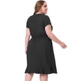 thumbnail image 4 of Vestido cruzado de imitación de talgrande pamujer, cuello en V, mancorta, cintuelástica, vestidos elegantes de cambray con dobladillo con volantes Negro 4X, 4 of 5