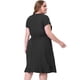 thumbnail image 4 of Vestido cruzado de imitación de talgrande pamujer, cuello en V, mancorta, cintuelástica, vestidos elegantes de cambray con dobladillo con volantes Negro 4X, 4 of 5