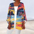 thumbnail image 2 of WTOBBY Women's Printed Lightweight Mid-Length Cardigan Jacket, Casual Fashion Cover-Up with Hawaiian AI Design, Long Sleeve Open Front Coat for Beach or Summer,Yellow M, 2 of 5