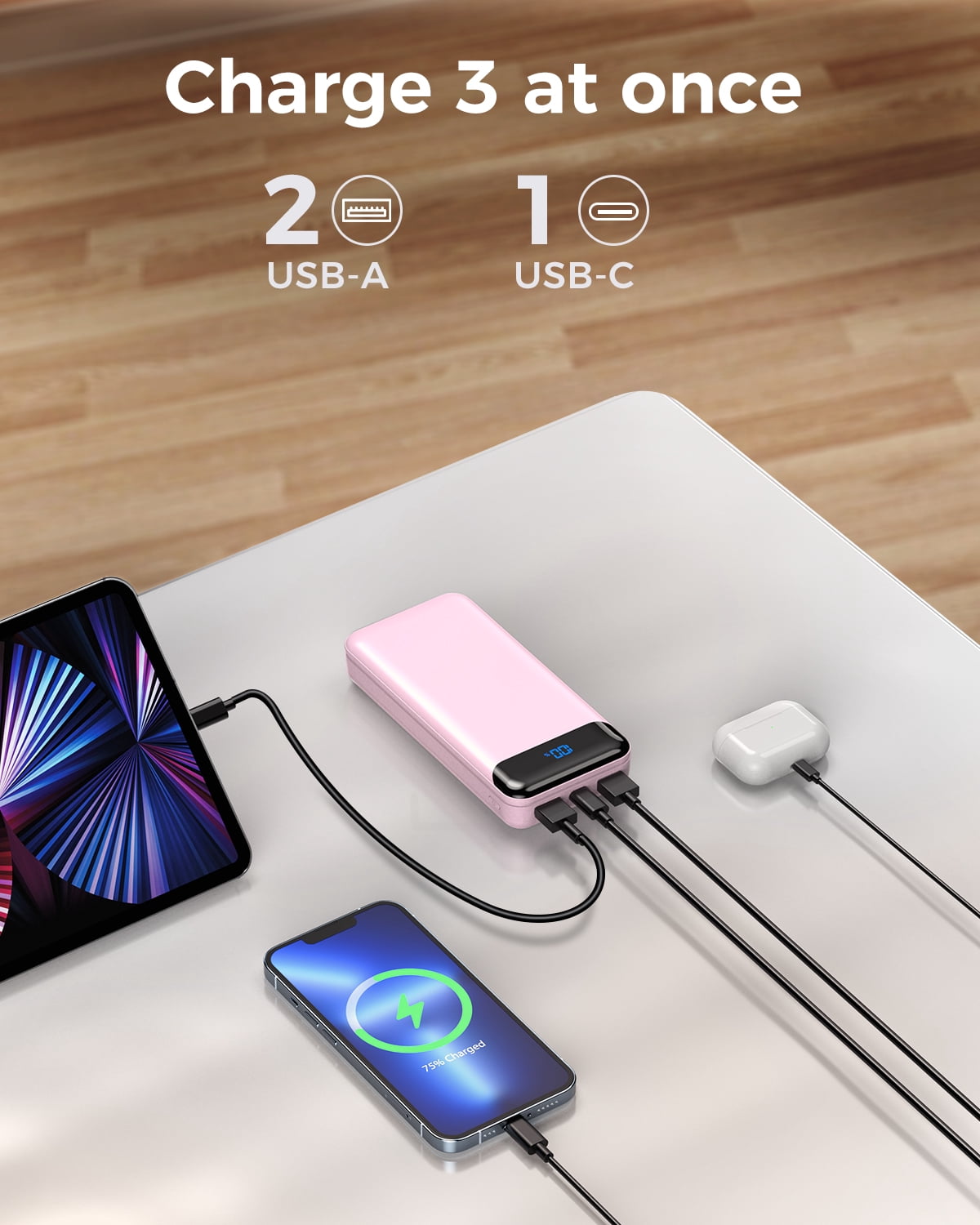 Tilnce 40000mAh Power Bank, 30W PD Fast Charging Portable Charger for iPhone 17 16 15 Pro Max, Samsung Galaxy; High-Capacity Battery Pack for Camping & Travel