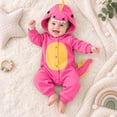 thumbnail image 5 of CUZIBR Dinosaur Baby Boy Girl Halloween Onesie Animal Romper Jumpsuit Hooded Zip Up Long Sleeve Cute Dress-up Party Clothes,Hot Pink,1-3 Months, 5 of 9