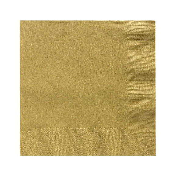 ELEGANI Gold Color Theme Tableware for Special Occasions, Wedding, Parties, Birthdays and Graduation; Big Party Pack Gold Luncheon Napkins 100ct
