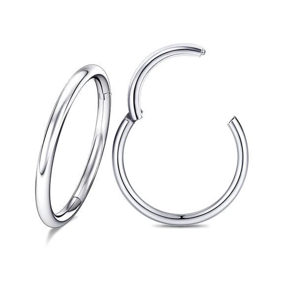DESIGNICE Hoop Nose Ring Septum Body Piercing Jewelry Nose Ring Hoops (2Pcs 16G Diameter 6Mm Silver)