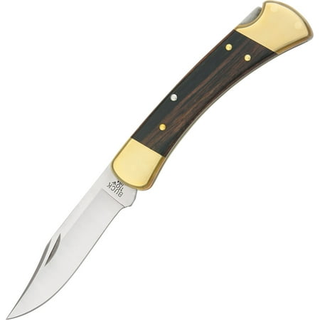Buck Knives 110 Dymondwood Folding Hunter Knife w/ Leather Sheath - (Best Leather For Knife Sheath)