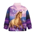 thumbnail image 5 of Chaqlin Purple Floral Horse Butterfly Plus Size Kids Blouse Shirt Tunic Tops Oversize Girls Half Zipper Sweatshirt Pullover Sweatshirts Fall Comfy Casual Size 9-10, 5 of 7