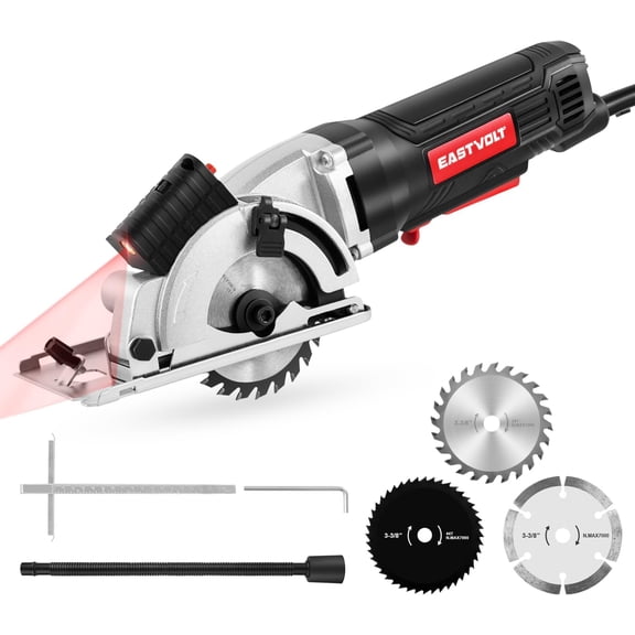 Restored Eastvolt EVEMC002D Mini Circular Saw, 3-3/8 in, 4.5Amp 5000RPM Motor, Laser Guide, Adjustable Depth