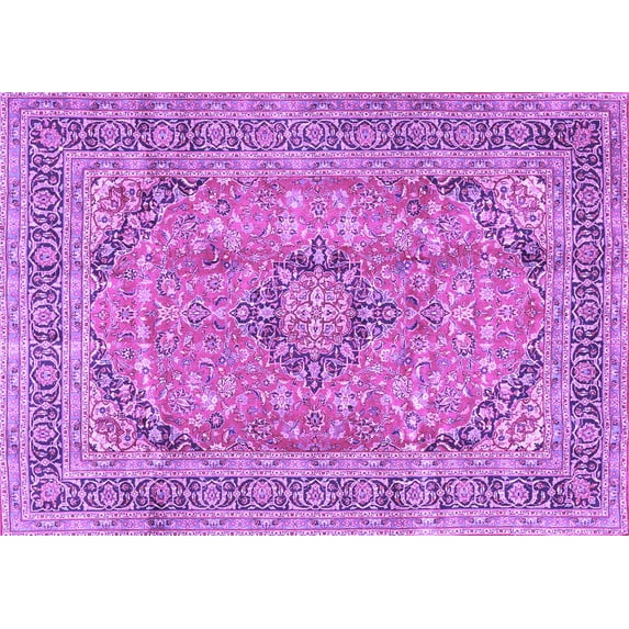 Ahgly Company Indoor Rectangle Medallion Purple Traditional Area Rugs, 8' x 12'