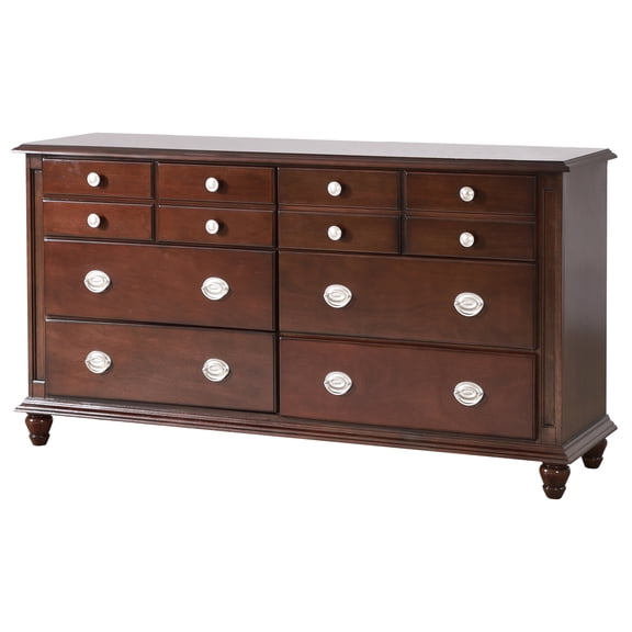 Passion Furniture Summit 12-Drawer Cappuccino Dresser (35 in. X 65 in. X 18 in.)