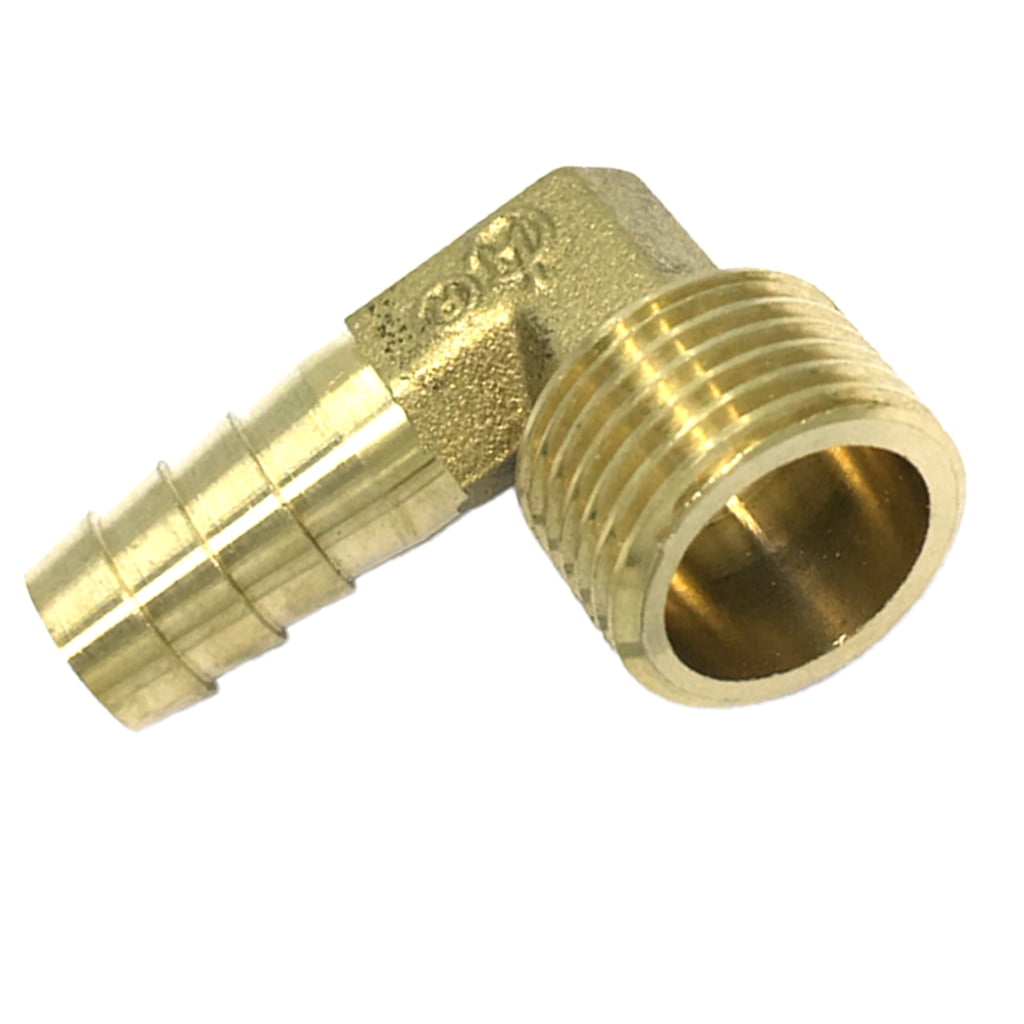 Brass Right Angle Garden Hose Connector 1/2"x12mm Barbed Male Hose