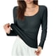 thumbnail image 3 of Sudaderas para mujer,Camiseta básica para mujer, con acolchado en el pecho, manga larga sin costuras, poliéster, ropa informal para el hogar, sopatenor, 3 of 9