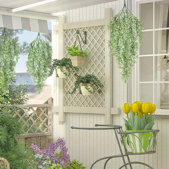 Chanana 2Pcs Artificial Hanging Plants, 31.5 Inch Fake Ivy Vines for Wall Decor - Realistic White Leaves Indoor Outdoor Wedding Hanging Greenery
