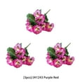 thumbnail image 2 of Inteprter 3 piezas de flores artificiales, planta de pensamiento, autoensamblaje, ramo de múltiples cabezas, interior, exterior, hogar, habitación, boda, Decoración Rojo púrpura Inteprter HA084549-03, 2 of 6