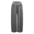 thumbnail image 4 of Women's High Waisted Flowy Palazzo Pants with Pockets, Knit Fabric, Wide Leg, Multiple Color Options, 4 of 4