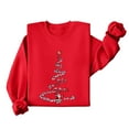 thumbnail image 4 of qucoqpe Women's Christmas Tree Printed Sweatshirts Fashion Casual Crewneck Tops Red Series Long Sleeve Oversized Pullovers for 2026 Fall Winter, 4 of 5