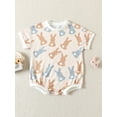 thumbnail image 2 of Bagilaanoe Newborn Baby Girl Boy Easter Rompers Bunny Print Short Sleeve Bodysuits 6M 12M 18M 24M Infant Casual One Piece Short Jumpsuit, 2 of 8