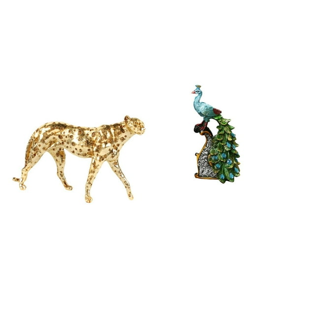 Escultura De Pavo Real Y Guepardo Dorado, Centro De Mesa Decorativo, Elegante Adorno De Mesa Para Oficina, Hogar, Dormitorio, Sala De Estar, Estantería.