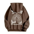 thumbnail image 4 of MHFRRA Sudadera con Capucha de Temática Cómoda para Un Jersey Informal, Ropa de Calle Suave, Ajuste Relajado, Suéter de Cuello Redondo con Diseño de Capucha Marrón, 4 of 5