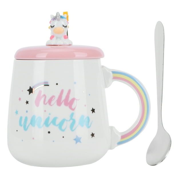 Taza con forma de animal, cuchara, taza de agua con tapa, linda taza de cerámica, taza de café, accesorios para beber, tipo 3