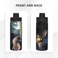 thumbnail image 3 of Cuervo místico y botella de agua deportiva completa con aislamiento de acero inoxidable, taza portátil, botella de agua para exteriores, moda, viajes, fitness, estudiante, talla única., 3 of 7