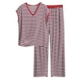 thumbnail image 2 of Censtreet Plus Size Womens Striped Pajama Sets Soft Modal Pj Short Sleeve Top with Pants Sleepwear 2 Piece Print Loungewear,XL-8XL, 2 of 3