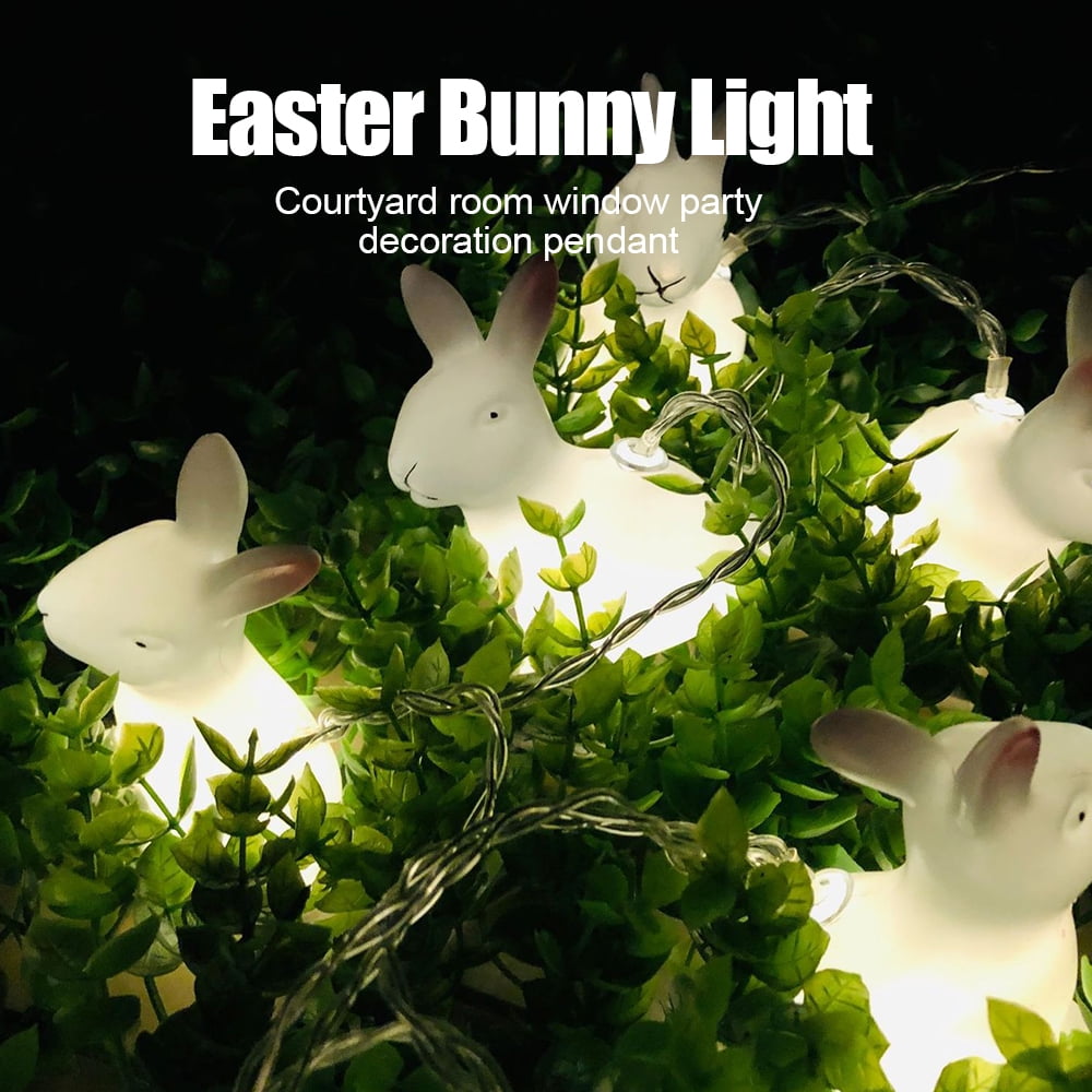 1.5 M Easter Rabbit Lumière DEL String BUNNY FESTIVAL Lampe Batterie Fonctionnement decor 