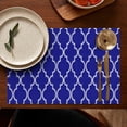 thumbnail image 5 of Blue Geometric Quatrefoil Pattern Summer Placemats Table Placemats Set Of 4-Linen Kitchen Washable Placemats Table Mats 11.8"x17.7" Non-Slip Heat Resistant, 5 of 6