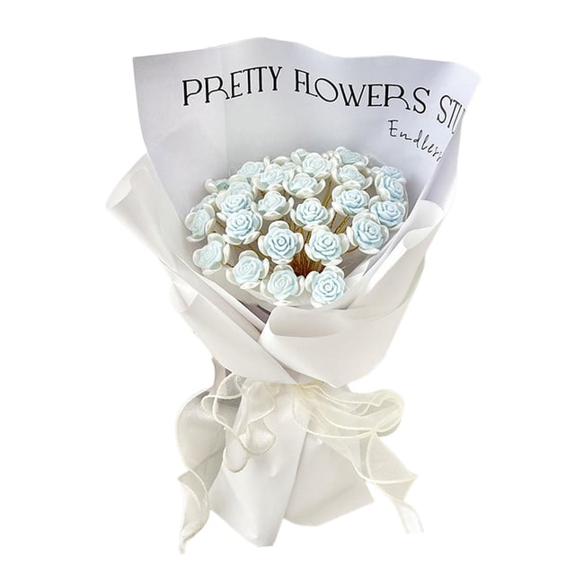 Ramo de rosas artificiales DIY, bendición eterna, 18 piezas, regalo de cumpleaños Azul