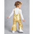 thumbnail image 6 of Miaeowve Toddler Baby Girls Retro 70s Outfit Disco Flared Jumpsuit Sleeveless Sparkly Bodysuit Gold 6-12M, 6 of 7
