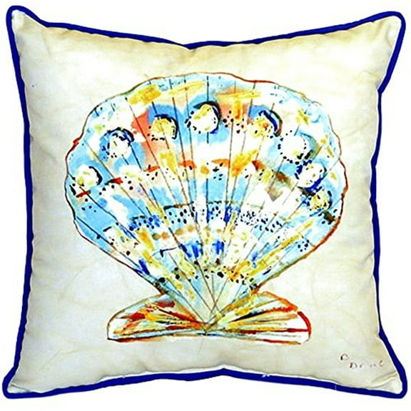 Betsy Drake SN304 12 x 12 in. Teal Scallop Small Indoor & Outdoor Pillow