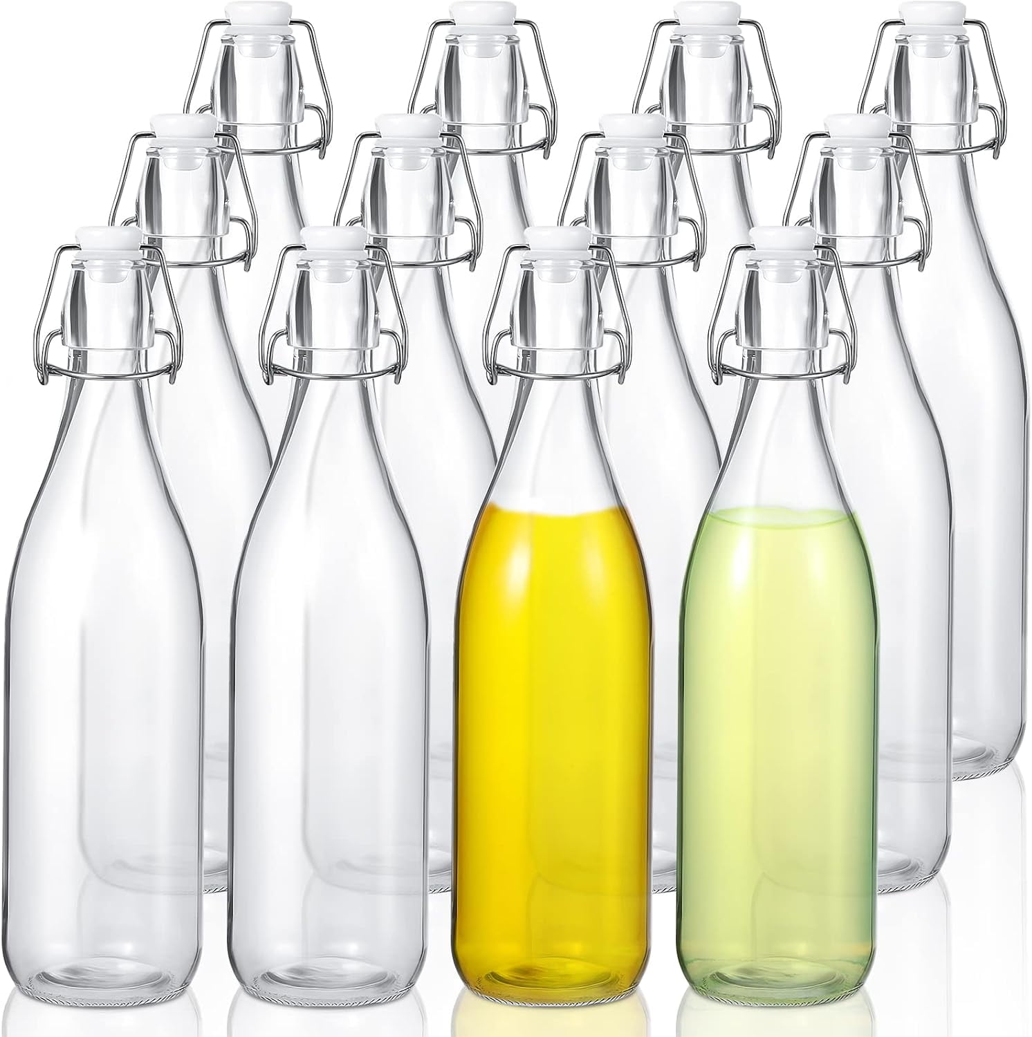 Swing Top Glass BottlesGlass Bottles with White Caps for Home Brewing Kombucha Homemade Juices Beer Water Oil Vinegar Soda Syrup Kefir Beverages