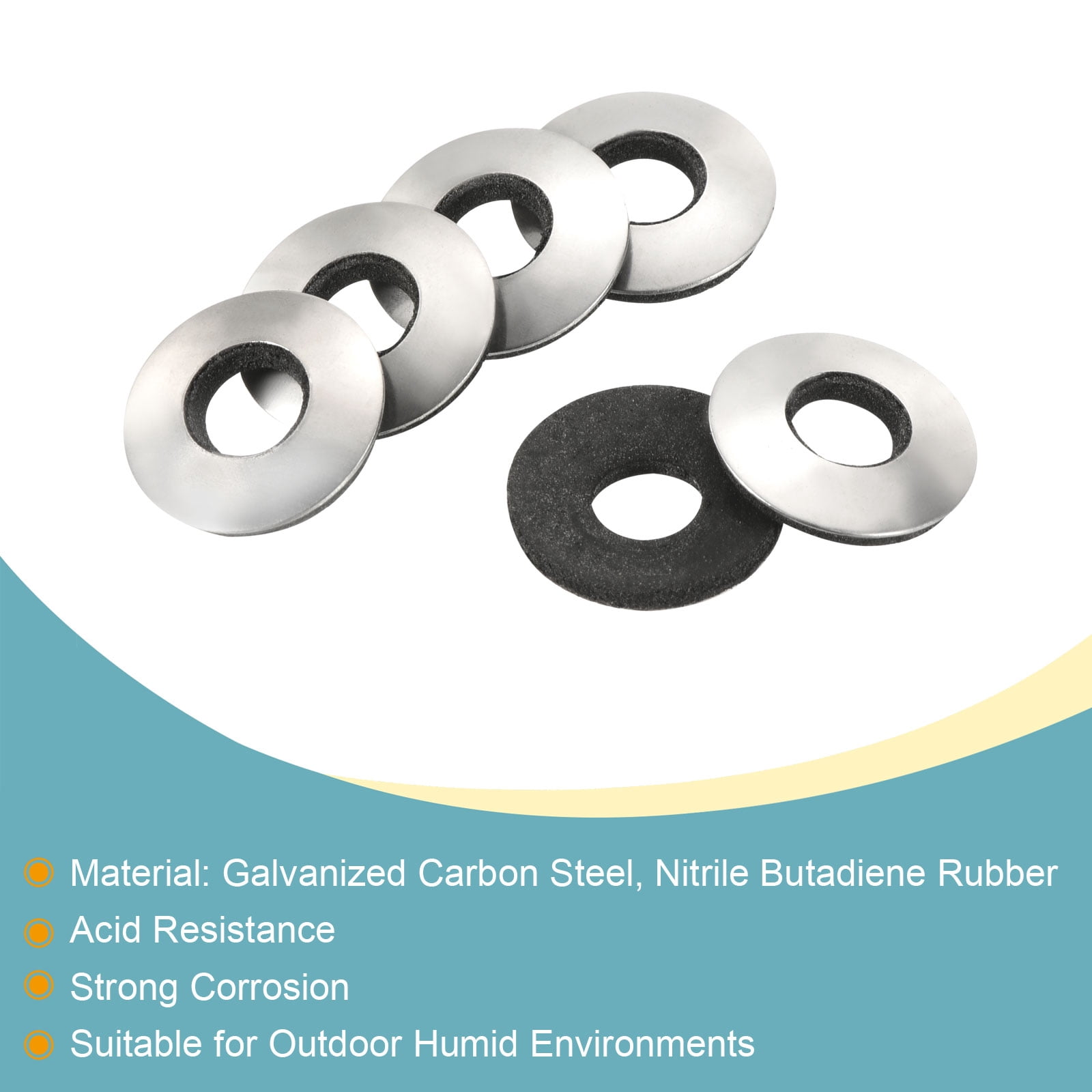Unique Bargains Carbon Steel And Nitrile Rubber Bonded Sealing Washer 25x8x3.4mm