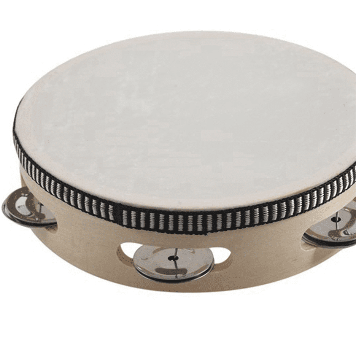 8X 6 Inches Early Education Teaching Aids Hand Tambourine Children Percussion Tambourine Dance Hand Drum with 4 Bells