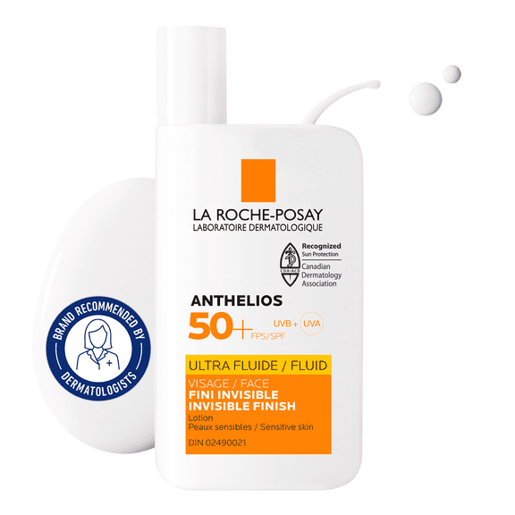 La Roche-Posay Anthelios Ultra Fluid Face Sunscreen SPF 50+ Broad Spectrum, Non Greasy, Lightweight, Non-Comedogenic, Water Resistant, Fragrance Free, 50mL