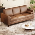thumbnail image 6 of 81" Leather Couch for Living Room, Mid Century Modern 3-Seater Sofa with Deep Seat, Faux Leather Sofa for Apartment, Home Office, Brown, 6 of 7
