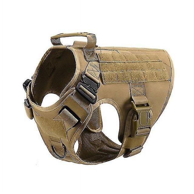 Arnés táctico de entrenamiento para perros, ajustable, con hebilla de metal, de nailon de alta calidad, para perros grandes, pastor alemán, S, caqui