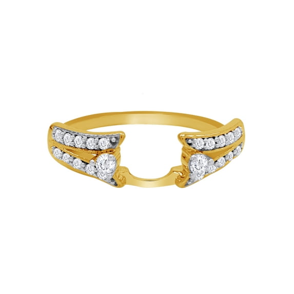Round White Cubic Zirconia Split Shank Enhancer Guard Ring 10k Yellow Gold Ring Size - 11.5