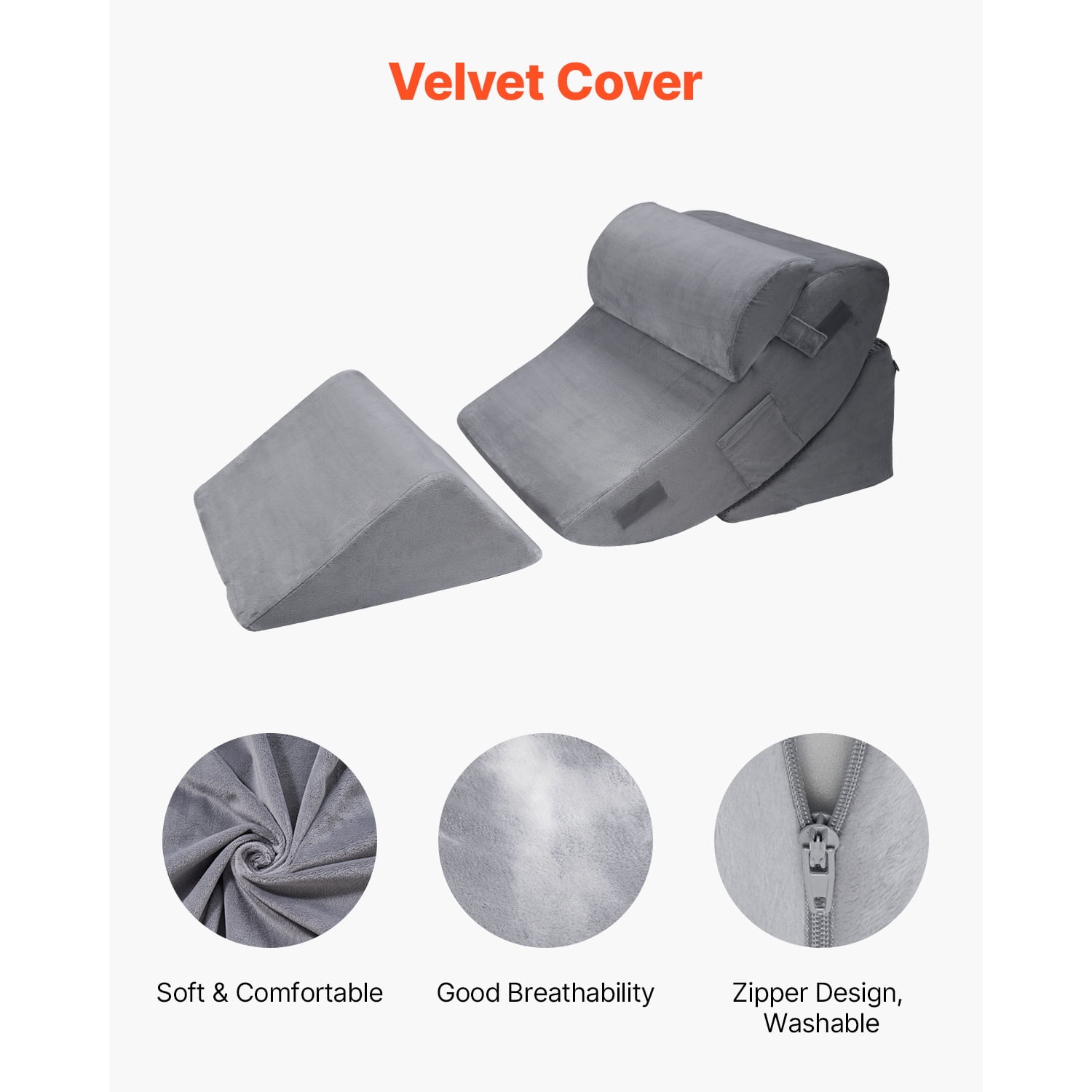 KFFKFF Sleep-Enhancing Pillow, Set of 4 Adjustable Therapeutic Bed Wedges, Aids Leg, Neck, Shoulder Support, Post-Operative Comfort Pillow for Back Discomfort, Digestive Issues, Snoring Mitigation