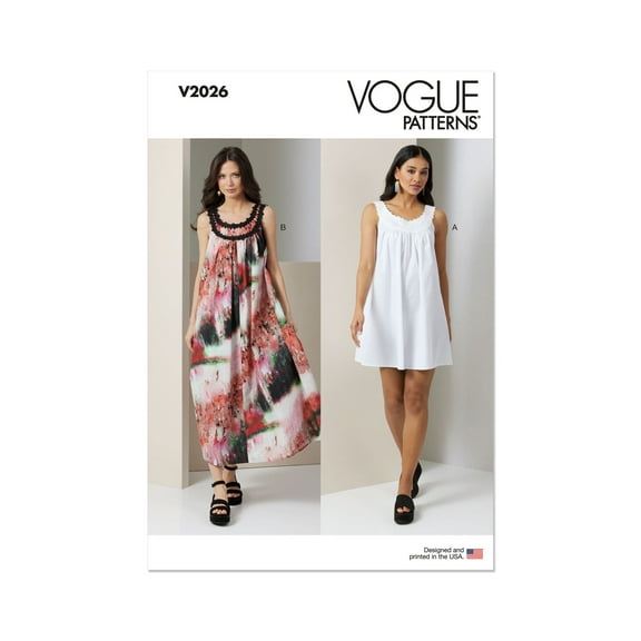 Vogue Sewing Pattern 2026 - Misses' Dress in Two Lengths, Size: U5 (16-198-20-22-24)