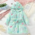 thumbnail image 2 of Splozh Girls Hooded Robe Girls Fleece Robe Boys Hooded Bathrobe Soft Flannel Robe for Kids Green,6-7 Years, 2 of 6