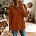 thumbnail image 2 of Dweltoz Golf Polo Shirts for Women Long Sleeve Collared Button Top Stretch Breathable Tennis Shirt Casual Loose Fit Active Wear Fall Lightweight Athletic Tops,Red M, 2 of 6