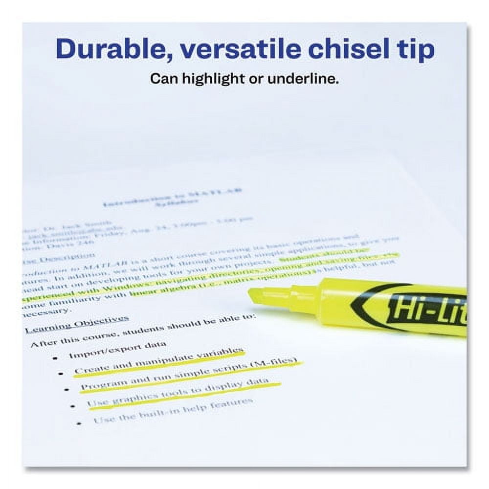 Hi-Liter Desk-Style Highlighter Value Pack, Fluorescent Yellow Ink, Chisel Tip, Yellow/black Barrel, 36/box | Bundle of 2 Packs