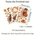 thumbnail image 3 of JoyMoreHome Turkey Window Clings, Fall Pumpkin Maple Leaves Stickers Decals Holiday Decorations, Autumn Harvest Season Farmhouse Living Room Home Kitchen Decor, 3 of 7