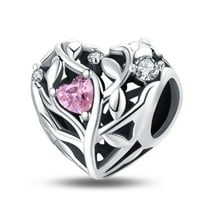 KUNSIR 925 Sterling Silver Charm Tree of Life Heart Beads For Bracelet or Necklace DIY Jewelry Gifts