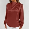 thumbnail image 5 of Chbgutlmr Long Sleeve Shirts for Women Ruched Business Casual Work Tops Solid Color Fall Trendy Blouses, 5 of 7